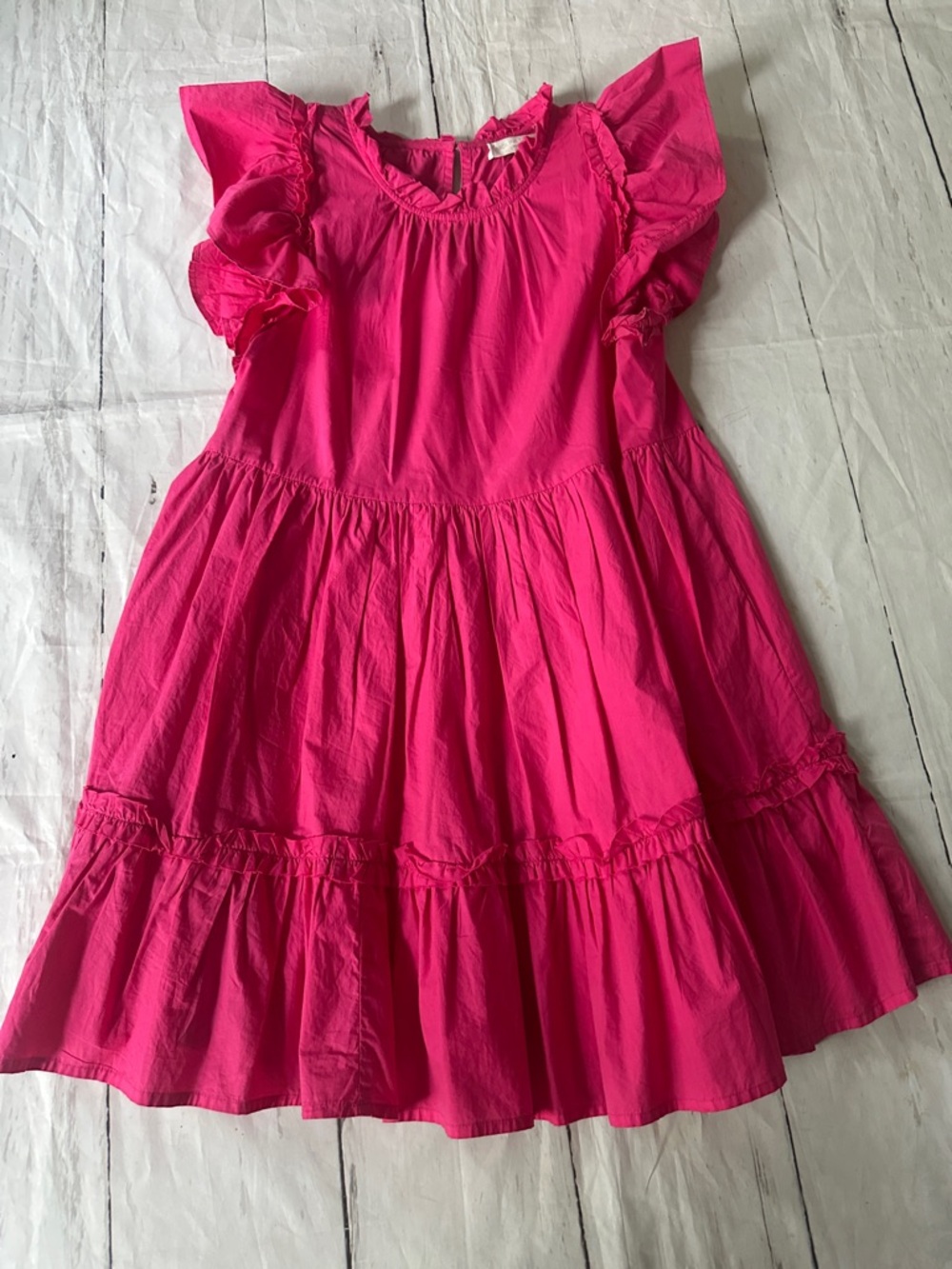 Caroline Constas Hot Pink Flutter Sleeve Cotton Dress size medium - Picture 5 of 9